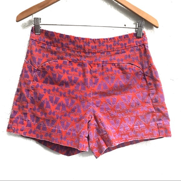 Anthropologie Pants - Anthropologie Cartonnier Red Purple Print Shorts